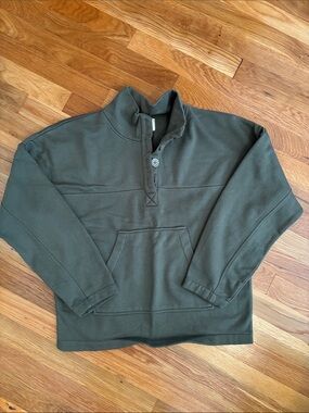 Olive Green Pullover Fleece Hoodie